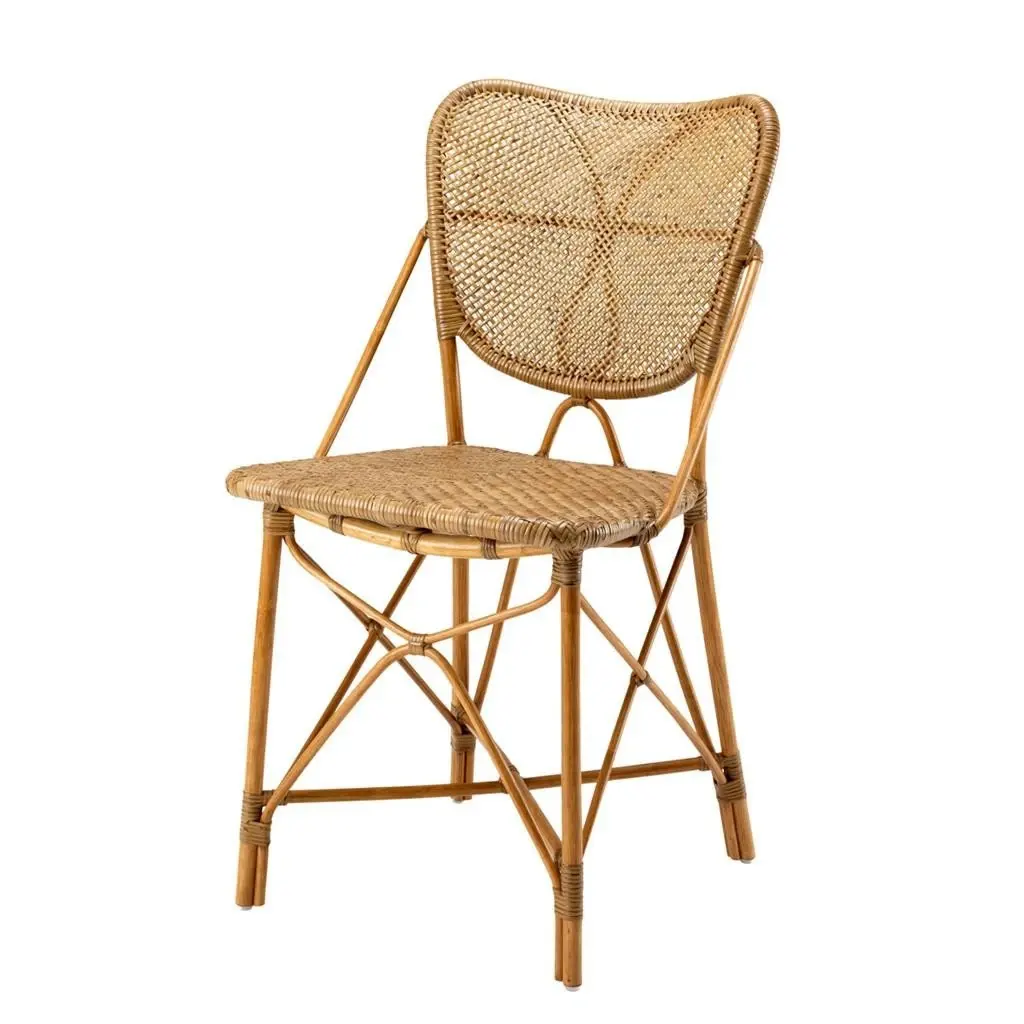 Lightweight Woven Furniture Outdoor Vintage Colonial Dining Chair With Honey Colored Finish
