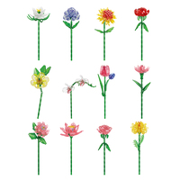 Juego de Bloques de Construcción de Flores, Planta en Maceta con Caja de Regalo, Juego de Ladrillos MOC, Juegos de Bricolaje Educativos para Niños, Juguetes 8735