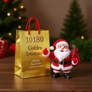 Sac cadeau de Noël de petite taille en feuille d'or 10180 avec motif Père Noël - Product Image 2