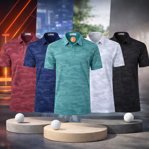 Polo de golf décontracté de luxe de haute qualité, imprimé camouflage vert, sublimé, logo brodé personnalisé - Product Image 1