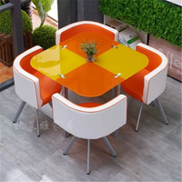 Table à manger moderne extensible GEDO en verre trempé, petite, carrée/ronde, avec chaises en cuir PU pour la maison et la restauration
