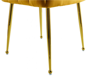 Chaise à pétales capitonnée en velours pour salon, style simplicité moderne, chaise de salle à manger en velours capitonnée <span class=keywords><strong>Mika</strong></span> avec pieds noirs dorés - Product Image 6