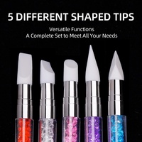 RISYAL Stylo de sculpture en silicone double-embout pour nail art, outil multifonctionnel pour le gaufrage creux, l'application de poudre miroir et les autocollants