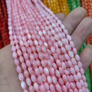 Hot Sale Natural Freshwater Mother of Pearl Shell Colored Rice Pearl Necklace