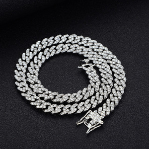 Cadena Cubana RQ Iced Out con Diamantes de Imitación de Aleación de 9mm, Collar y Pulseras de Eslabones Cubanos, Joyería Barata para Raperos, Cadenas de <span class=keywords><strong>Oro</strong></span> - Product Image 2