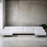Nouveau luxe bois lin velours tissu sectionnel ensemble salon canapé meubles d'intérieur
