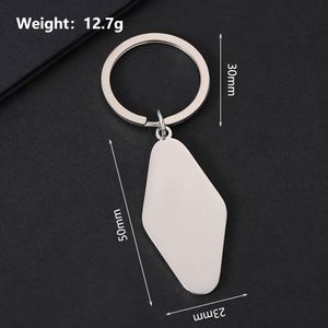 พวงกุญแจเปล่าสเตนเลสดีไซน์รูปสี่เหลี่ยมขนมเปียกปูนสุดสร้างสรรค์รองรับการทำเครื่องหมายด้วยเลเซอร์ - Product Image 2