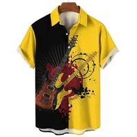 Musik Rock Gitarre Sublimation Shirt Mode Street Style Herren bekleidung Casual Loose Streetwear Custom Polyester Shirts für Herren