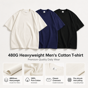 เสื้อยืดแขนสั้นผ้าฝ้าย 100% หนักพิเศษ 480gsm คุณภาพสูง ตัวอย่างสินค้า MOQ ต่ำ แบรนด์แฟชั่นยอดนิยม ขายดี ผลิตจากผ้าถัก - Product Image 5