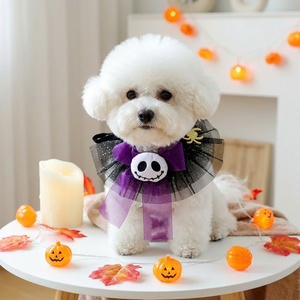 <span class=keywords><strong>Bandana</strong></span> personnalisable pour animaux de compagnie (chats et chiens) – Accessoire de décoration festif et amusant pour Halloween, en forme de triangle, avec motif mignon et amusant - Product Image 1