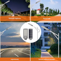 Lampadaire solaire tout-en-un 200W-600W en ABS IP65 WP avec télécommande, allumage crépusculaire, pour cour, jardin, parking