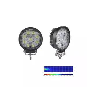 12v 24v Super Bright 27w Waterproof Vehicle Motorcycle Round Led Work Light Off-Road Led Light For Car Truck Tractor Boat