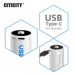 Batteries rechargeables cylindriques Li-ion CITICITY taille C 1,5 V 7400 mAh avec chargeur, indicateur LED et plus de 2500 cycles longs - Product Image 1