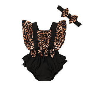Mono de Verano 2022 para Bebés Recién Nacidos, sin Mangas, de Algodón, con Estampado de Leopardo, Lindo Mono de una Pieza para Niña - Product Image 1