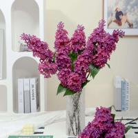 2 têtes de fleurs artificielles en plastique souple, style peinture à l'huile 3D réaliste, couleur lilas, pour centre de table, décoration intérieure et extérieure