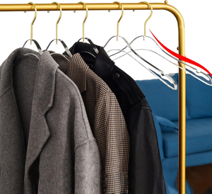 Envío rápido, perchas acrílicas transparentes para falda y pantalón con Clips dorados, percha de plástico para uso en armario - Product Image 4