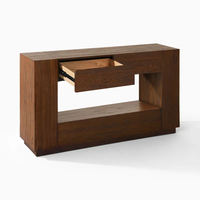 Console en bois massif Dream Home, meuble de rangement en bois, double tiroir, étagère ouverte, bois naturel, meuble d'entrée