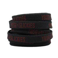 Lacets plats personnalisés avec impression de lettres de marque, texte blanc et rouge imprimé, pour baskets streetwear