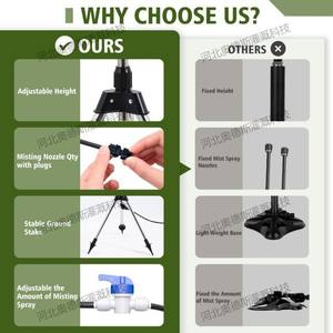 Système de brumisation sur trépied personnalisé avec tuyau de 8 m, angle de pulvérisation réglable, kit d'atomisation pour jardin, terrasse extérieure et refroidissement - Product Image 4