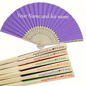 Éventails de mariage personnalisés avec logo imprimé, en bambou, papier et soie, blancs, pour festivals, mariages, art populaire japonais, décorations sculptées - Product Image 3