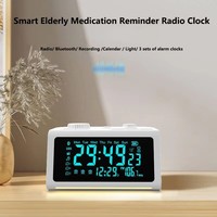 Radio-réveil de bureau pour personnes âgées avec enregistrement, rappel de médicaments, Bluetooth, réglage personnalisé des couleurs, OEM/ODM, idéal pour bureau/salon