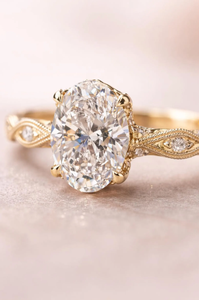 Bague de fiançailles et de mariage en diamant de laboratoire taille ovale, style Art Déco vintage, plaqué or rose platine, faite à la main, bague unique - Product Image 5