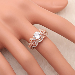 New Fashion Rose Gold Bridal <b>Ring</b> <b>Set</b> Sterling Silver Engagement <b>Women</b> Wedding Band Jewelry - Product Image 2