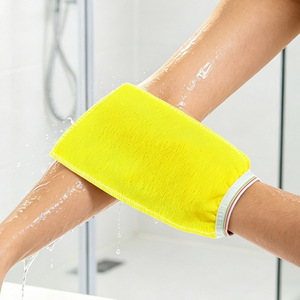 Bath Gloves Single Sided Yellow Polyester Exfoliating Tool For <b>Back</b> <b>Scrubbing</b> Shower Use - Product Image 2