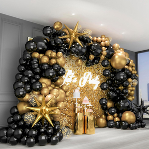 Kit personalizzato nero e <span class=keywords><strong>oro</strong></span> palloncini arco ghirlanda 5 10 12 18 pollici nero bianco e <span class=keywords><strong>oro</strong></span> metallizzato palloncini coriandoli palloncini palloncini palloncini - Product Image 1