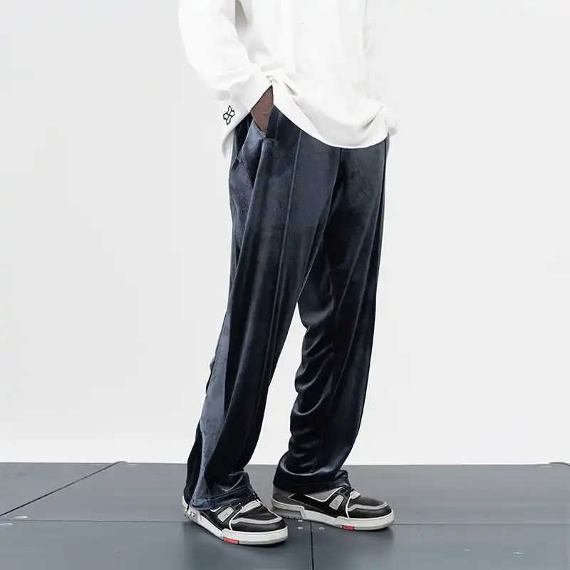 Pantaloni streetwear con Logo personalizzato del produttore Oem pantaloni larghi da pista pantaloni svasati in velluto per pantaloni sportivi da uomo