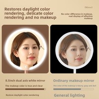 Miroir de maquillage LED à une face avec design pliable et rotatif, cadre en plastique, parfait pour le bureau, les dortoirs, la maison, les routines de beauté