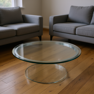 Plateau de table rond en verre trempé transparent de 20 pouces, épaisseur 1/4 pouce, bord poli plat pour tables basses - Product Image 2