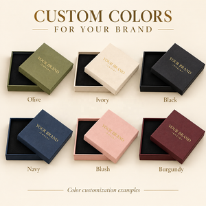 Caja de Embalaje de Joyería de Lujo con Logotipo Personalizado, Caja de Regalo Rígida de Papel Texturizado con Estampado Floral para Collar, Pulsera y Pendientes - Product Image 1