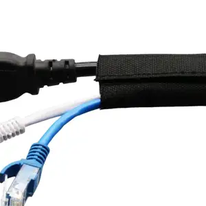 Cable Organizer Management for Home Office Split Tube Wire Wrap Hook-and-Loop Fasteners Textile Braided Sleeve