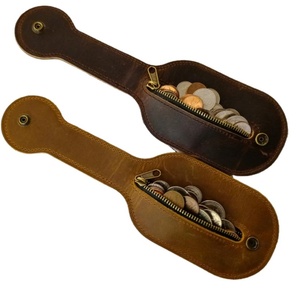 Porte-monnaie en cuir véritable Boshiho, pochette à monnaie Crazy Horse, portefeuille, paddle d'autodéfense - Product Image 1