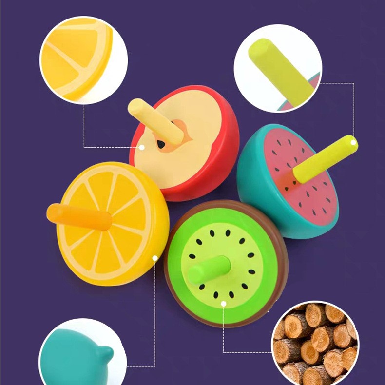 Лидер продаж на Amazon, милые деревянные игрушки с фруктами и гироскопом, Детские фрукты, инерционная игрушка-Спиннер, офисные игрушки для снятия стресса, Спиннер