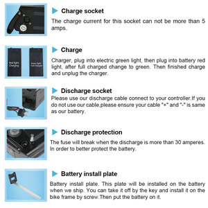 Batterie Li-Ion OEM 36V 500W pour Vélo Électrique, Chargeur 20A 2A, Batterie Silver Fish 13Ah 17.5Ah Disponible pour Chariot de Golf - Product Image 3