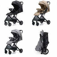 Poussette légère pour bébé, pliage compact à une touche, design pliable, position assise et allongée, capote réglable, barre de protection, landau pliant