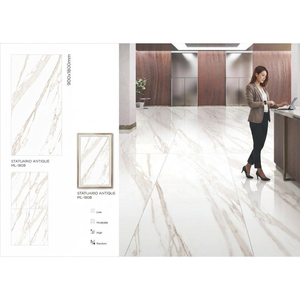 Losas de porcelana digital de alto brillo Statuario White de 900x1800 mm para pisos de lujo en interiores. - Product Image 4