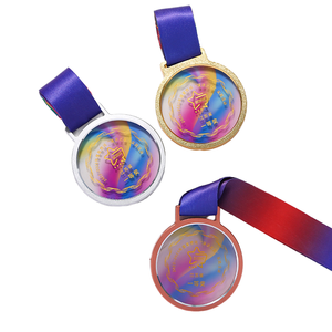 Médailles personnalisées en verre cristal 3D pour le sport, plaquées bronze, argent, or, gravées, technique d'impression UV, JINCUI, portables pour - Product Image 1