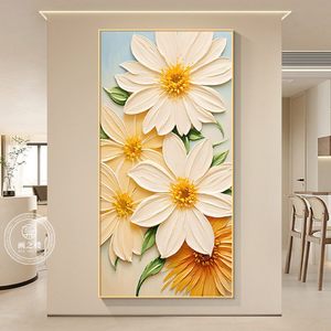 Cuadro moderno de flores en lienzo con marco de aluminio para decoración de la sala de estar o la entrada. - Product Image 2
