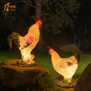 Lámpara LED con Forma <span class=keywords><strong>de</strong></span> <span class=keywords><strong>Gallo</strong></span> y Gallina, Luces Creativas para Jardín, Decoración para Balcón y Patio, Lámpara Solar <span class=keywords><strong>de</strong></span> Resina - Product Image 1