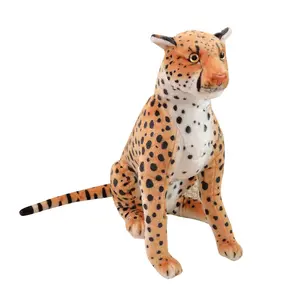 Gran oferta, juguete de peluche de leopardo de simulación, animales de peluche de leopardo realistas, juguetes de animales de peluche de leopardos suaves
