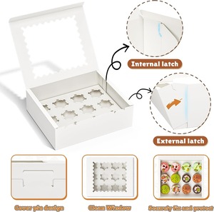 Cajas para Cupcakes con Ventana y Laminado Mate, Paquete de 12 Unidades, Aptas para Alimentos, Ideales para Fiestas de Cumpleaños, Días Festivos y <span class=keywords><strong>Sushi</strong></span> - Product Image 6