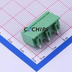 KF2EDGRC-7.62-3P Plug-in Terminal Block Bent Lead Through Hole,P=7.62mm Board-to-Board / Socket - Closed 1x3P 7.62mm Green - Product Image 2