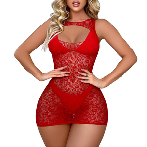 Leoparden-Muster Durchsichtiges Sexy Verführerisches Damen-Netzkleid Transparentes Minikleid für Sommer-Strandpartys - Product Image 1