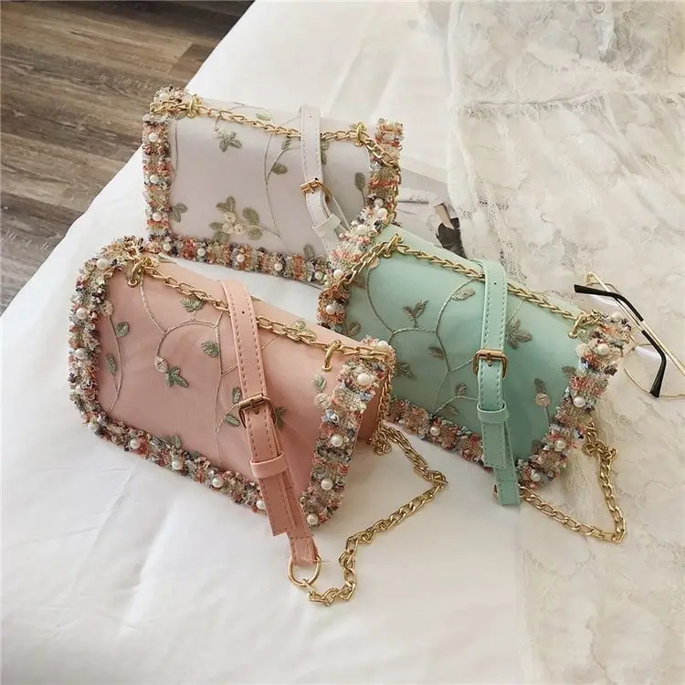 Wholesale small square flower shoulder handbags for women shoulder bag