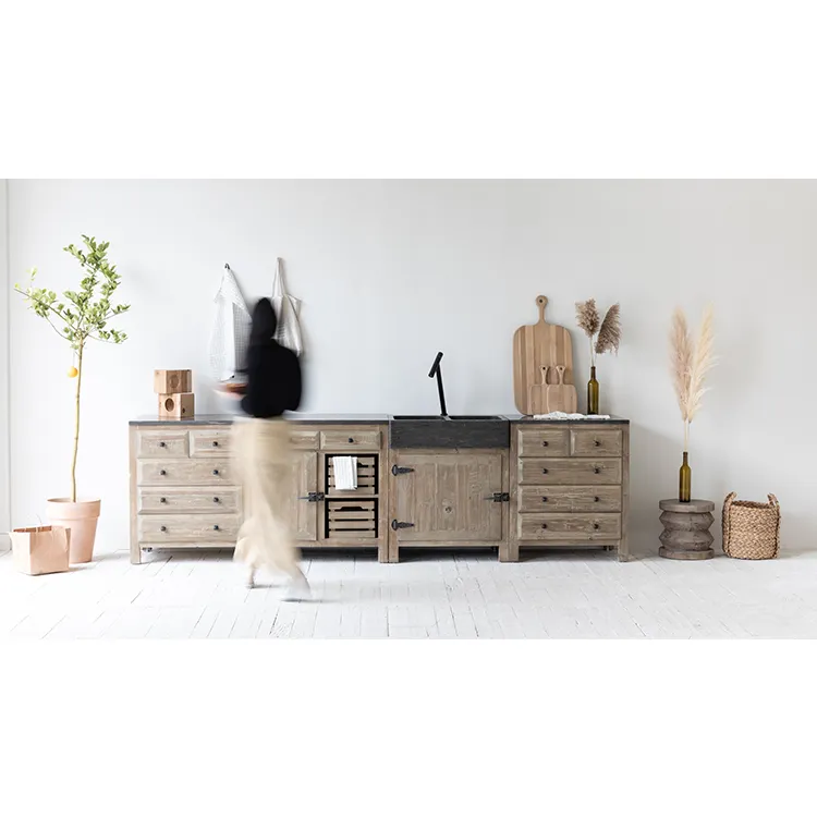 Campagna francese dell'annata caldo contemporanea atmosfera mobili smontabili della parete di legno mobili da cucina