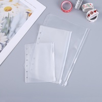 Pochettes de classement réutilisables en PVC transparent de qualité alimentaire A5 à 6 trous, étanches avec fermeture éclair, pour agenda, carnet et rangement de documents