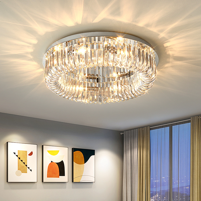 Modern Minimalist AC LED Ceiling Light Luxury Crystal Fixture Stainless Steel IP65 for Hotel Bedroom Living Dining Rooms